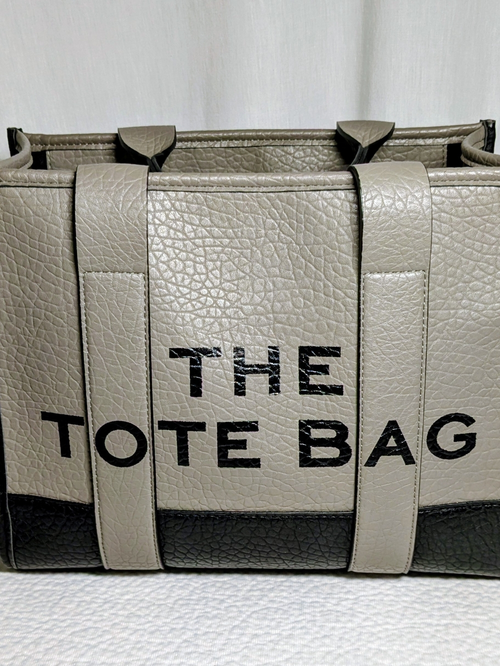 The Tote Bag Women's Small  Two-Tone Leather Tote - Gray and Black